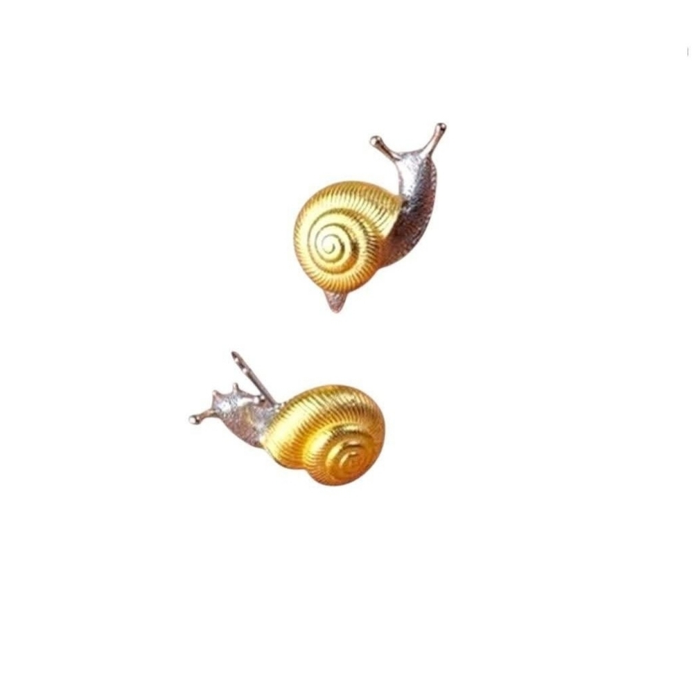 Gold and Silver Stud Snail Earrings